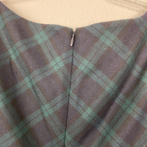 Talbots Wool Blend Plaid Sheath Dress Lace Hem Womens 10 - Picture 4 of 9